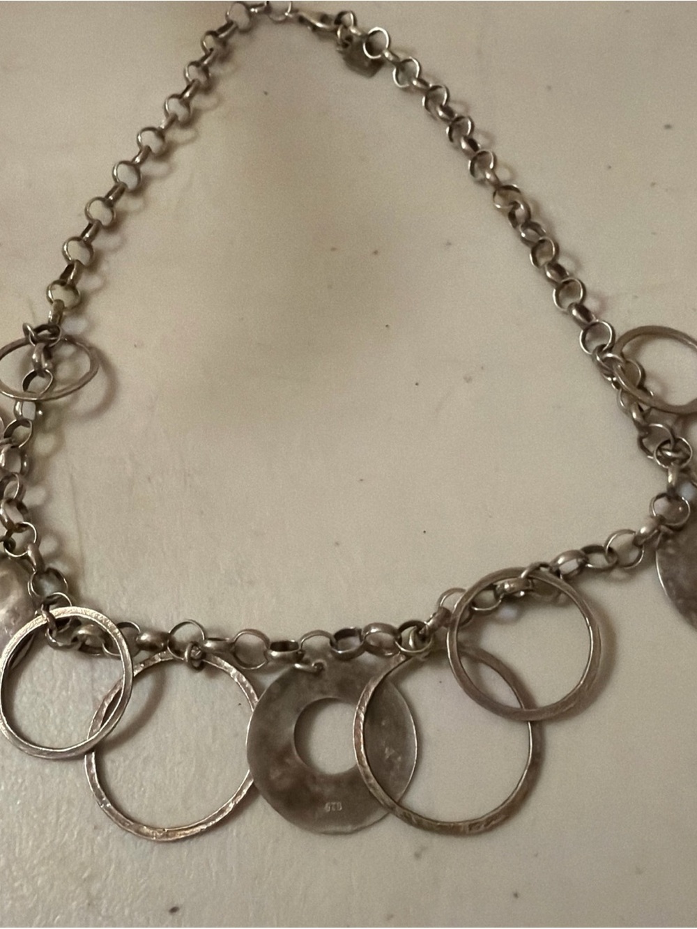 Silpada 925 Silver Multi Circle Charm Necklace 16” - Picture 2 of 5